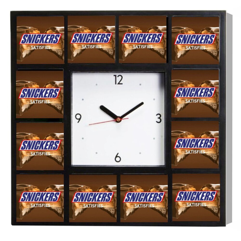 Snickers Satisfies Candy Bar Advertising Promo Clock Big 10.5"